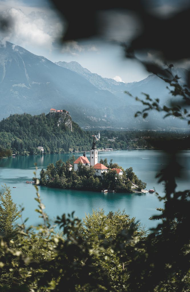 View on Island on Lake Bled