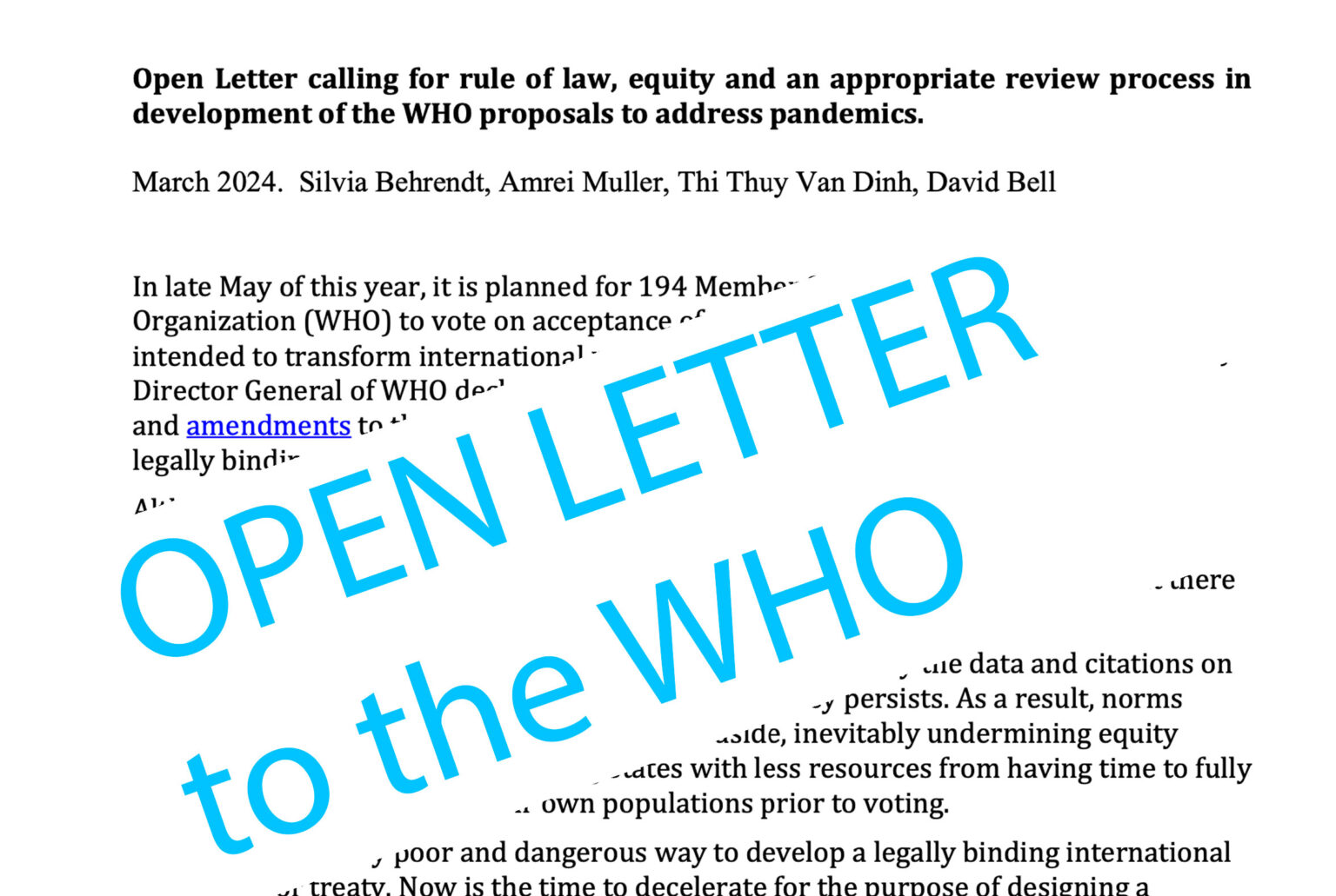 Open Letter to the WHO Calling for Rule of LAw | DOOR TO FREEDOM