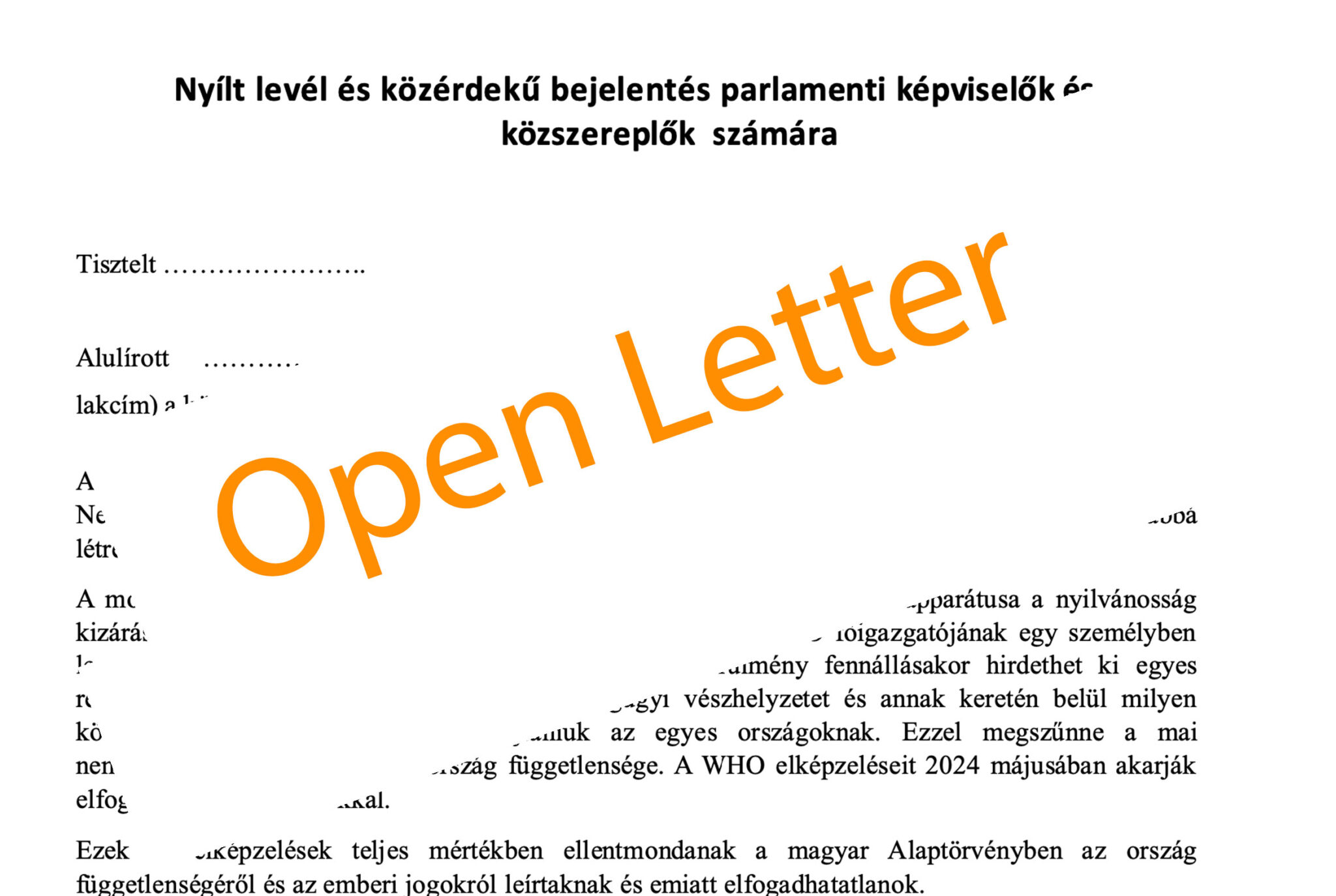 Hungarian Open Letter 