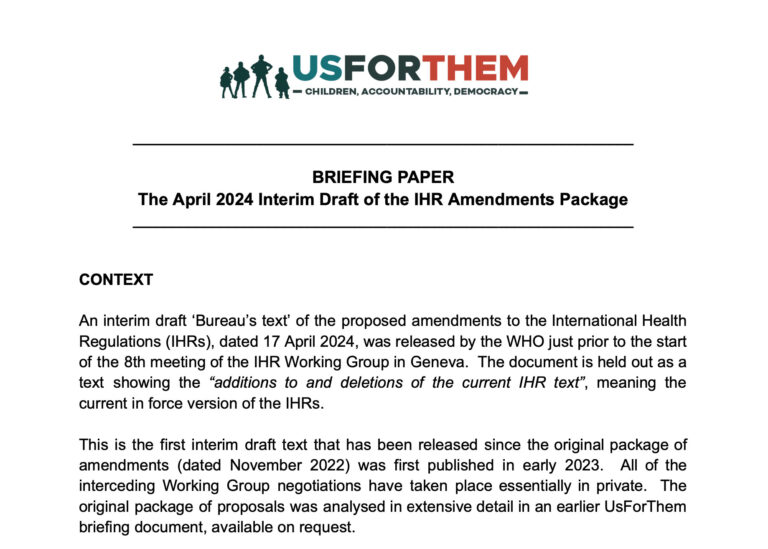 Us For Them: Briefing Paper on the Draft IHR Amendments