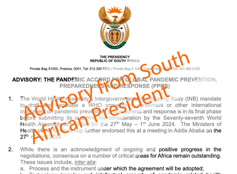 South African President: Advisory Letter on Negotiating Positions